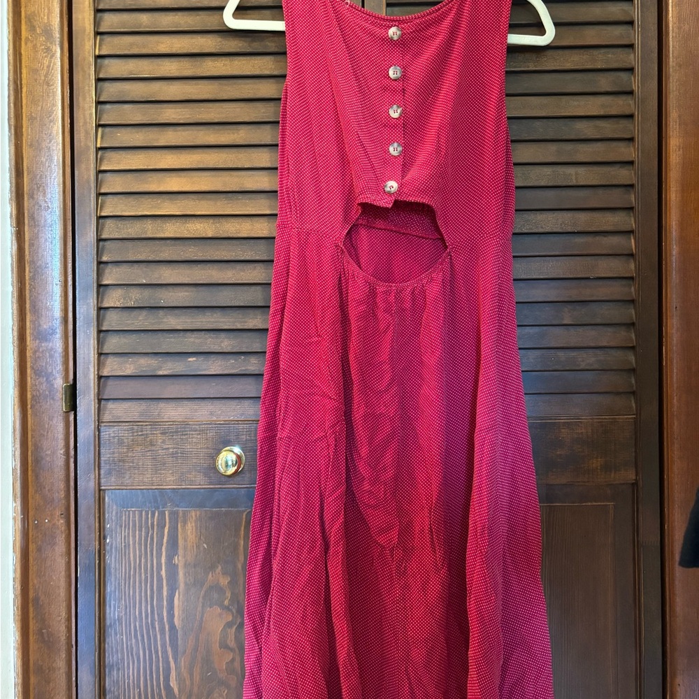 Mango Red Polka Dot Midi Dress